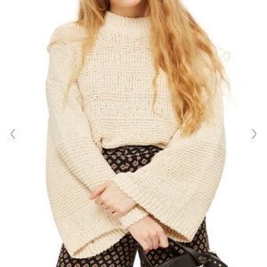 Topshop cream bell sleeve sweater
